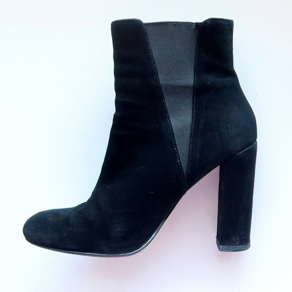 Steve Madden Effect Black Suede Leather Almond Toe Pull-on Ankle Boots Booties 7 - Picture 11 of 16